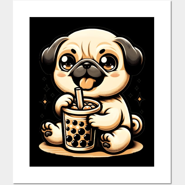 Kawai Cute Pug Wall Art by VisionDesigner